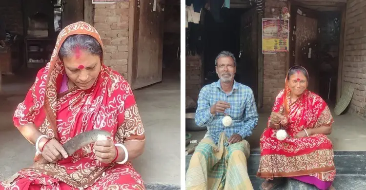 শোলার তৈরি ফুলেই সংসার চলছে রেখা বিশ্বাসের